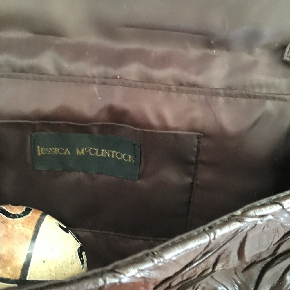 Jessica McClintock Brown Textured Clutch Purse Small Handbag $45 - Picture 6 of 8